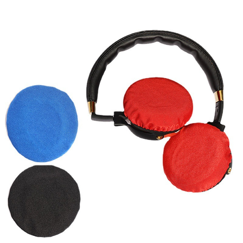 Earflex – Flat blue and black covers beside red covers fitted on on-ear headphones with a black headband