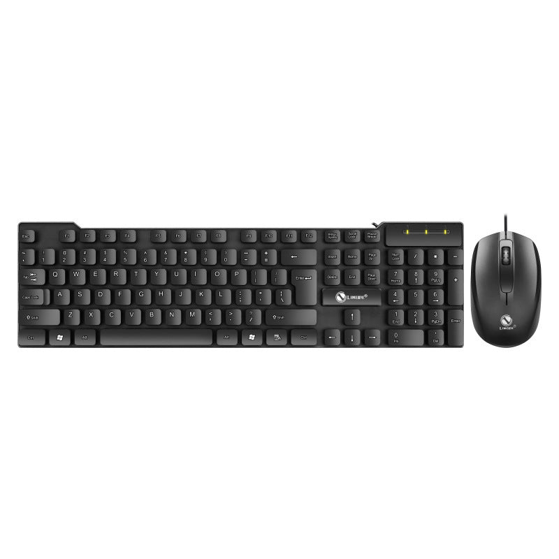 Typewave keyboard and mouse set in black, shown flat from above on a white background