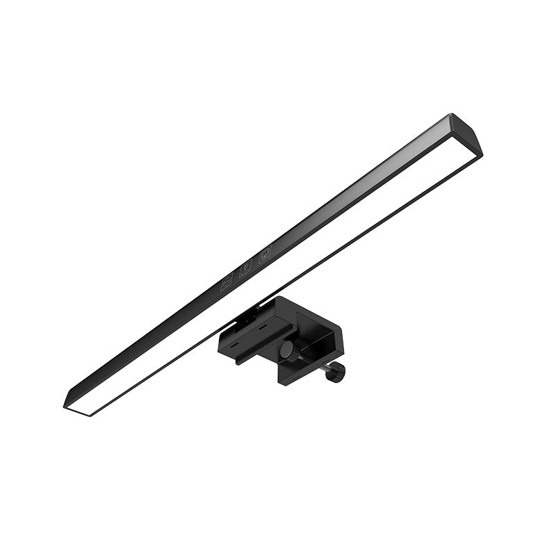 Deskglint Touch Screen Hanging Lamp – black slim light bar with a clamp mount, shown at an angle on a white background