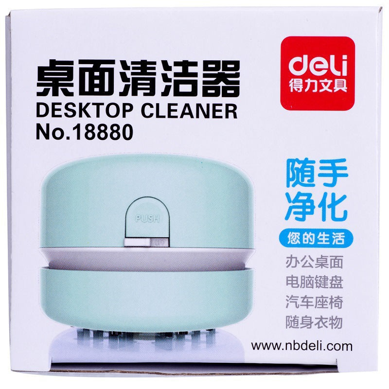 Desklet – Boxed Deli desktop cleaner No. 18880 in mint green, packaging with a push button and Chinese text