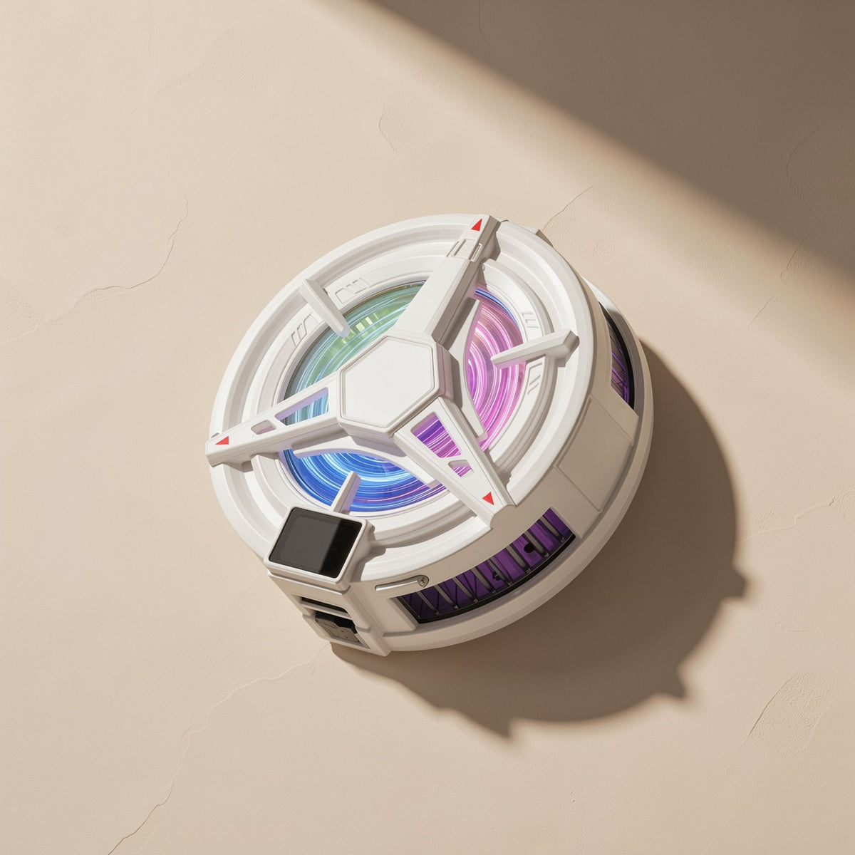Chilldial – Overhead angled view of the white cooler showing its digital display, side vents and USB Type-C port