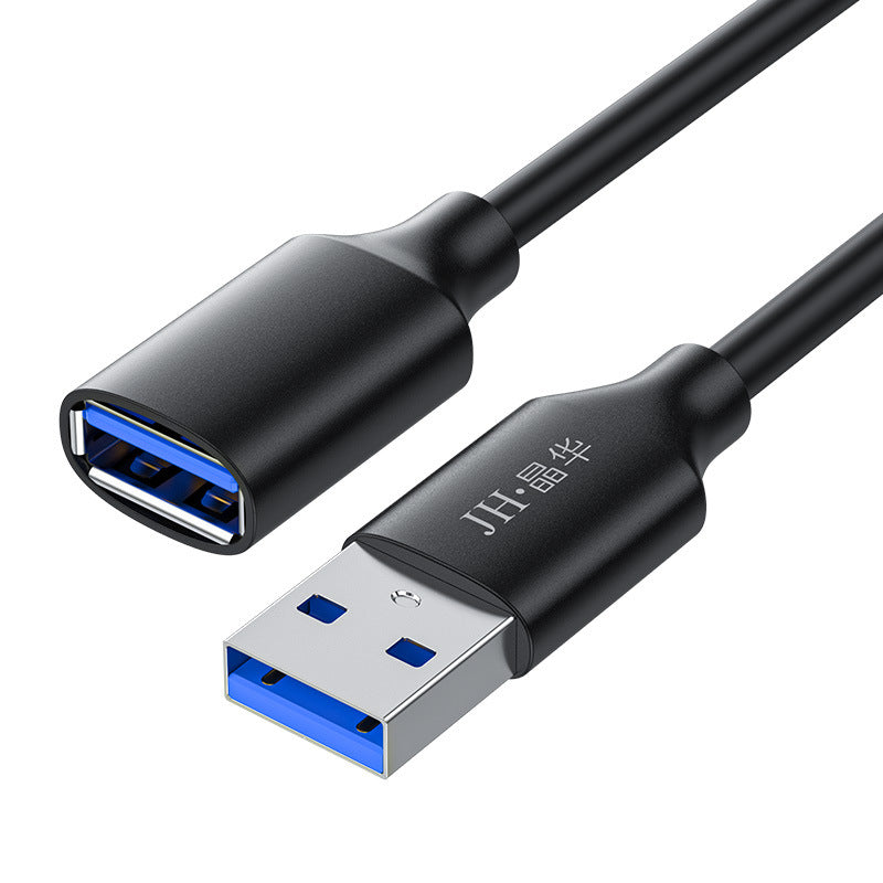 Cordspan USB Extension Cable Adapter – black USB 3.0 extension cable, male and female blue connectors, on a white background