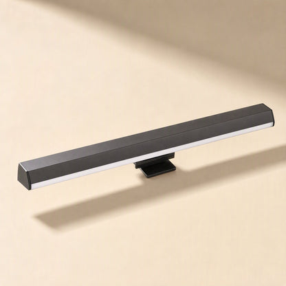 Screenlite – Black light bar with a clip mount, shown from the front against a warm beige background
