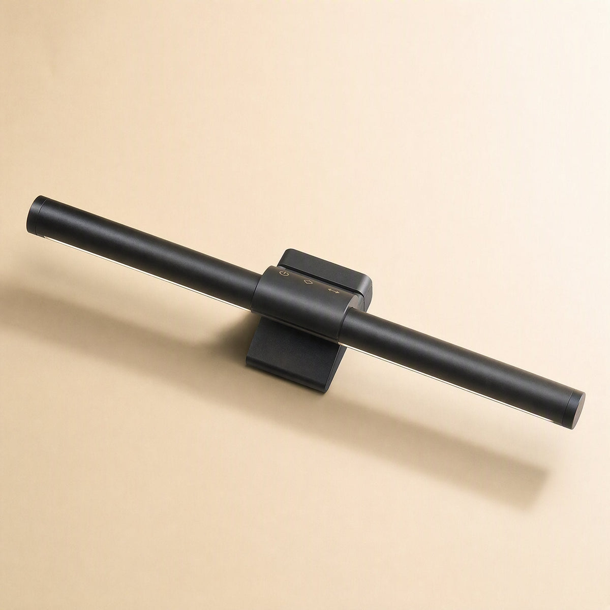 Metalgleam – Black light bar on its clip mount seen from above, showing touch controls on the housing
