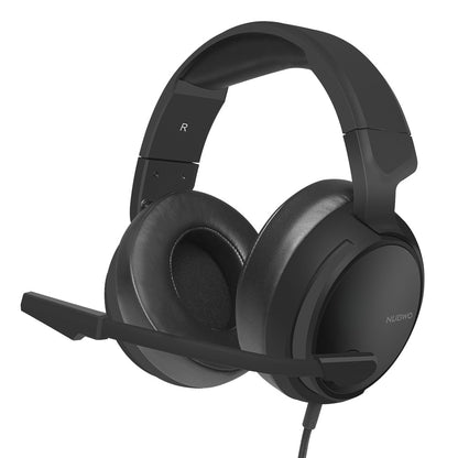 Gamebraid Wired Gaming Headset With Microphone in black, three-quarter view with boom mic and cushioned ear cups