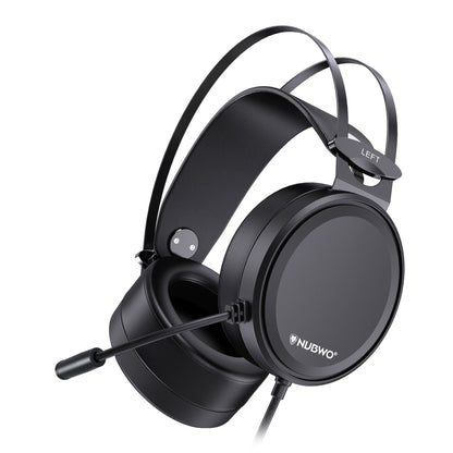 Wireplay wired gaming headset in black, three-quarter view with boom mic and left-side marking