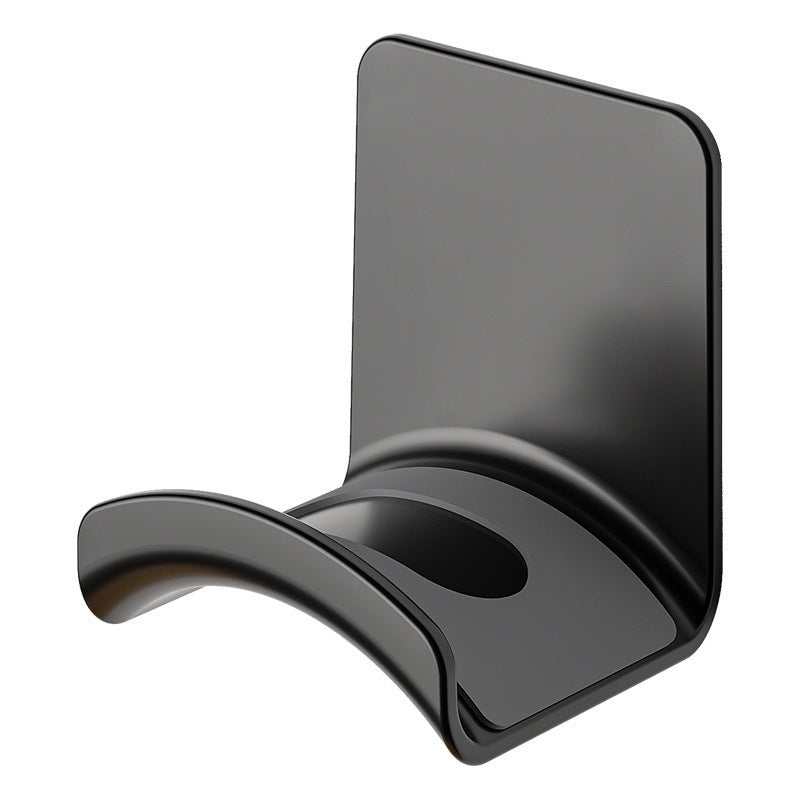 Earcradle Wall or Table Headphone Stand – black stand with a flat back plate and curved arm, shown at an angle on white