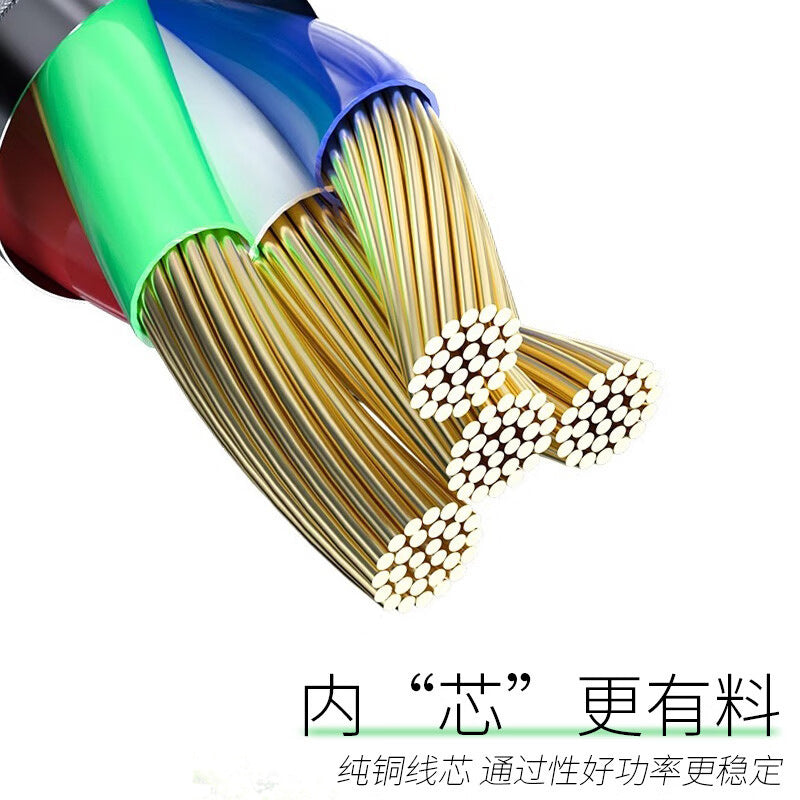 Braidcord – Cutaway view of the cable's bundled copper wire strands inside colored insulation sleeves