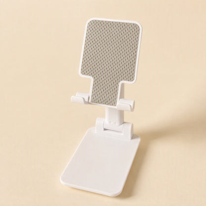 Flipangle Foldable Adjustable Phone Stand in white, unfolded with a grey textured back panel