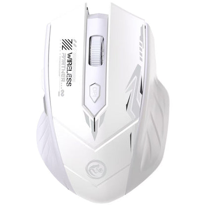 Mecham Wireless Bluetooth Mouse – top view of an all-white wireless mouse with scroll wheel, DPI button, and logo