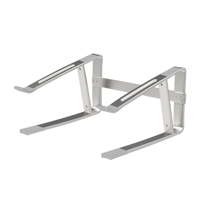 Loftvent – Silver aluminum laptop stand shown alone against a white background, with two angled arms and a crossbar