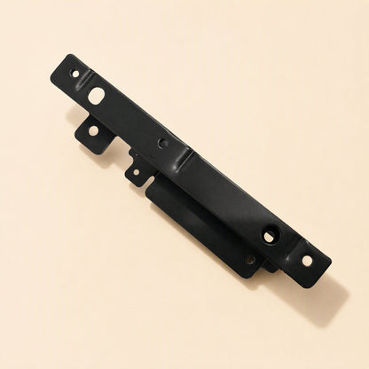Drivehold – Side profile of the black metal bracket showing its flange with screw holes and mounting tabs