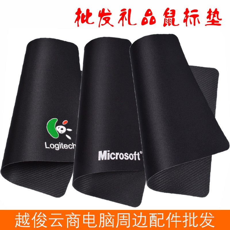 Weavepad Non-Slip Rubber Cloth Mouse Pad in black, three curled pads with Logitech and Microsoft logos
