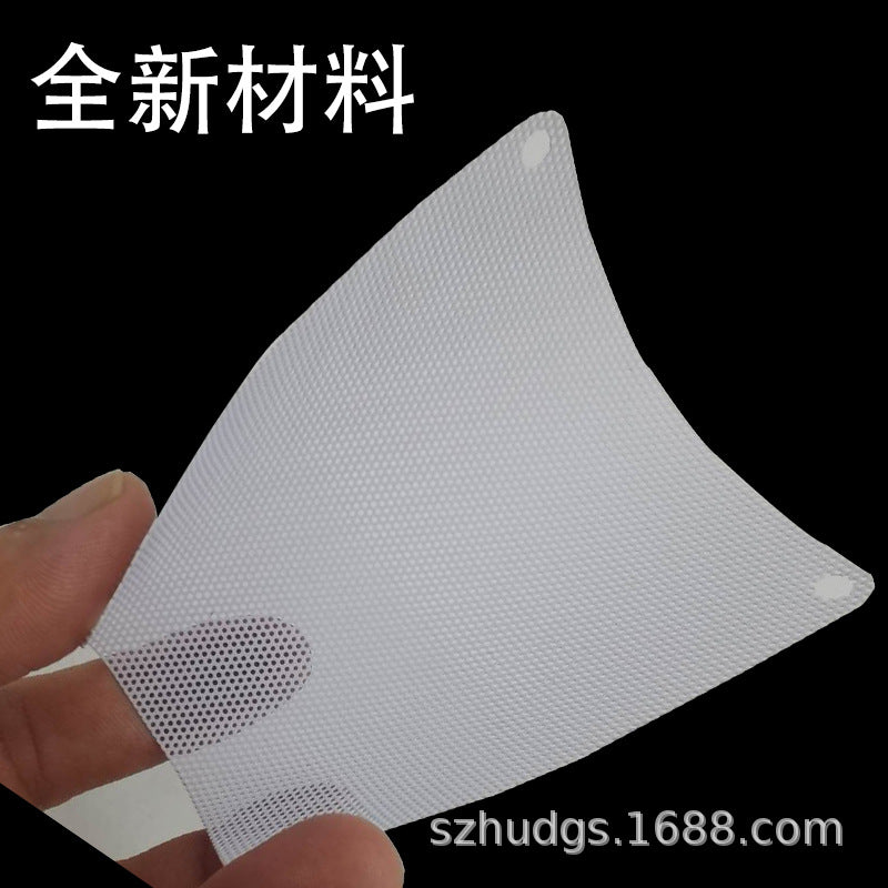 Sieveguard – Hand holding a thin flexible white mesh filter sheet curved to show its bendable material