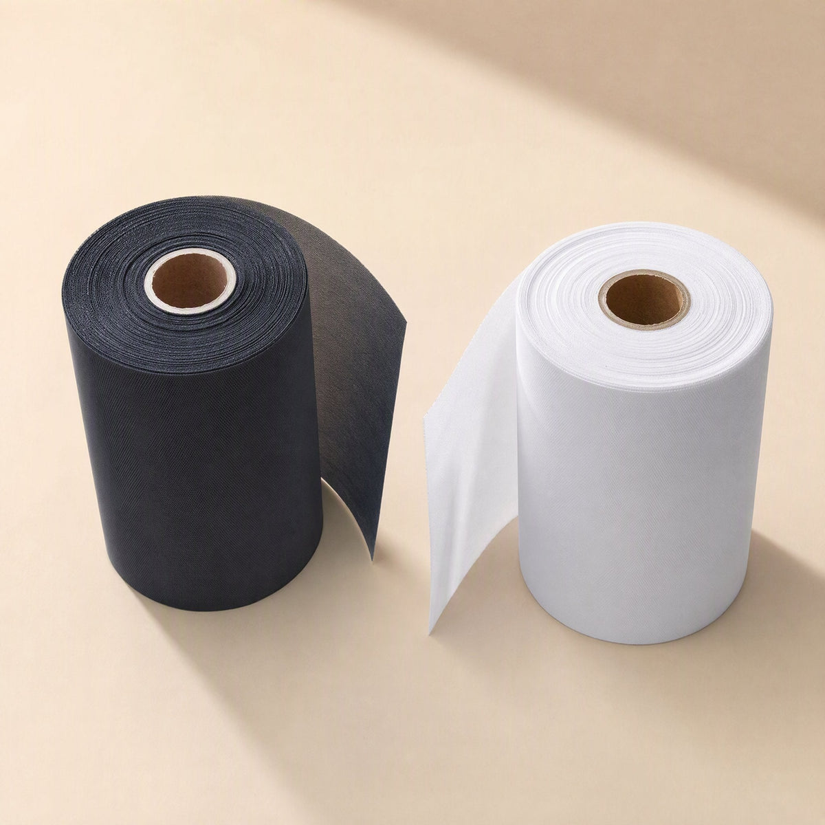 Fanfilter PVC Chassis Fan Dust Filter Mesh – black and white mesh rolls standing side by side, each with a cardboard core