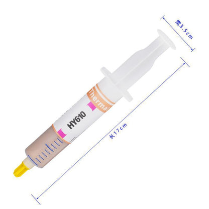 Goldglide Thermal Paste – large thermal paste syringe with orange label and pink accents, marked 17 cm long and 3.5 cm wide