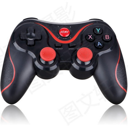 Playglide – Black wireless game controller with red thumbsticks, HOME button and XYAB buttons, seen from the front