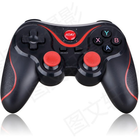 Playglide – Black wireless game controller with red thumbsticks, HOME button and XYAB buttons, seen from the front