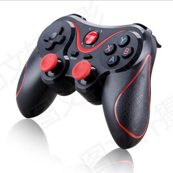 Playglide – Black controller with red trim at a three-quarter angle, showing the textured grip and shoulder button