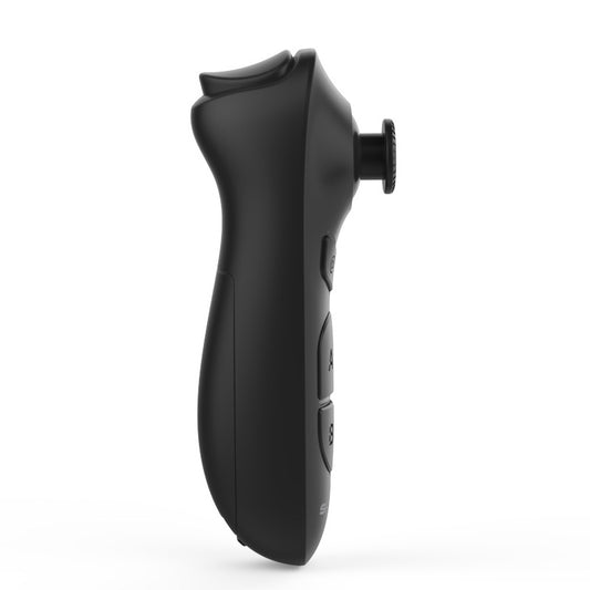 Aimloop Bluetooth Game Handle – side profile of the black handle showing the curved grip, joystick stem and side buttons
