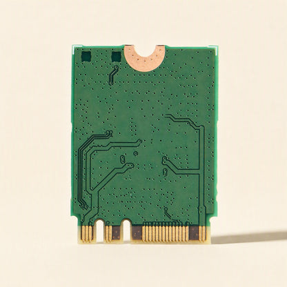 Keylink – Back of the green circuit board with gold edge contacts and a semicircular notch at the top