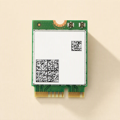 Keylink – Front view of the card's white label with two data matrix codes above the gold edge connector
