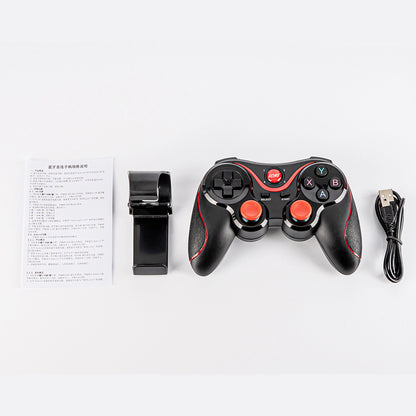 Vibron – Controller laid out with phone clamp, USB charging cable and printed instruction sheet