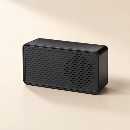 Soundport USB Desktop Computer Speaker, black rectangular speaker with perforated front grille, angled view