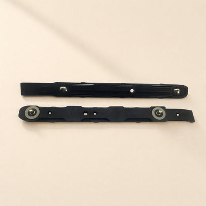 Coolbrace Hard Drive Bracket – two black bracket rails with metal pins and grey washers, shown alone on a cream background