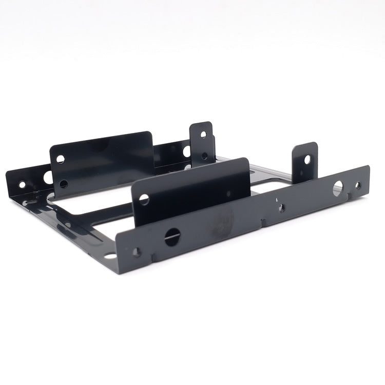 Storbit – Black bracket from a low side angle, showing upright mounting tabs and screw holes along the edge