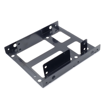 Storbit – Black two-drive bracket viewed from a high corner angle, with rectangular cutouts and side tabs