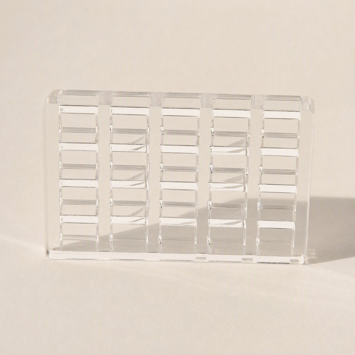 Switchframe Acrylic Switch Tester – clear acrylic tester frame with five columns of switch slots, shown straight on