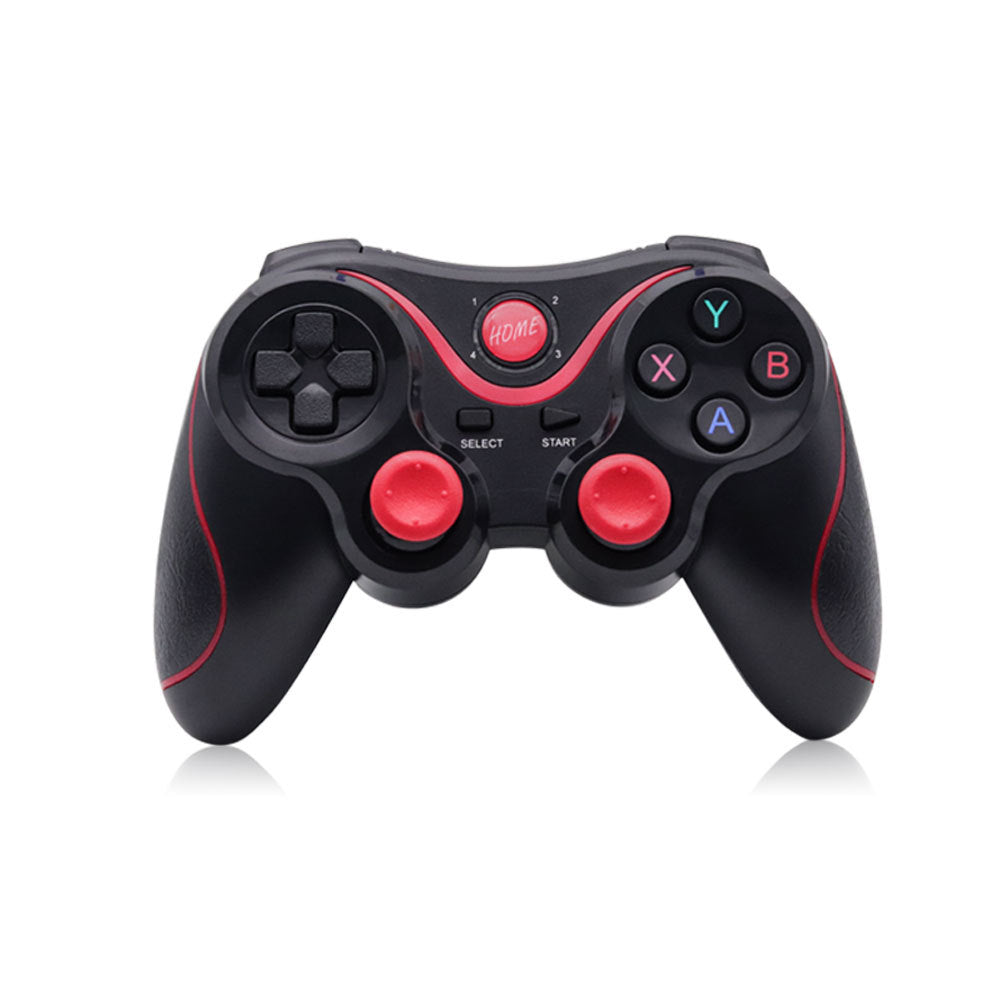 Playbind – Front view of the black game controller with red HOME button, red thumbsticks, D-pad and X, Y, A, B buttons
