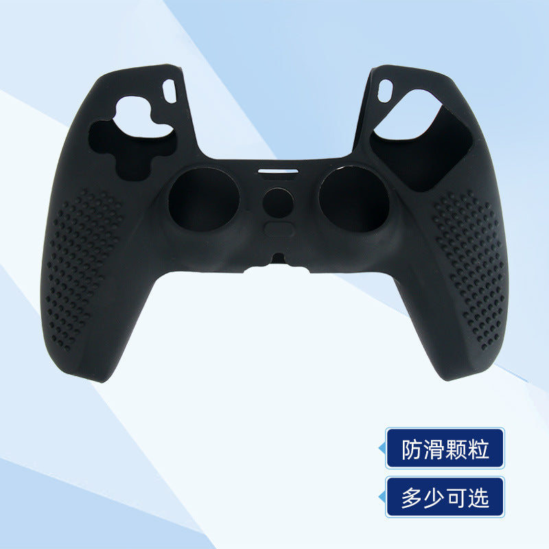 Speckcase Silicone Case for PS5 Controller in black, front view with dot-textured grips and cutouts