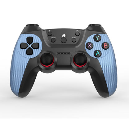 Blue Wukong controller with black body, front view showing D-pad, ABXY buttons and red-ringed sticks