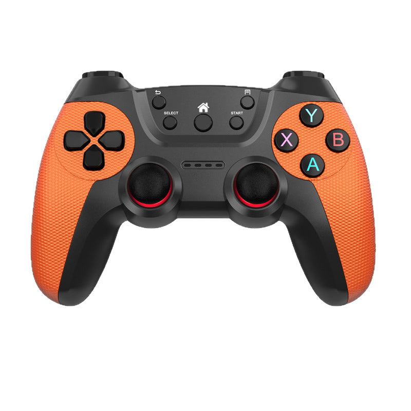 Wukong – Orange controller with black centre, front view showing dual red-ringed thumbsticks and ABXY buttons