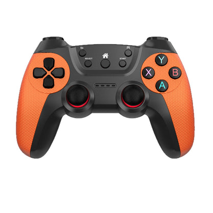 Wukong – Orange controller with black centre, front view showing dual red-ringed thumbsticks and ABXY buttons