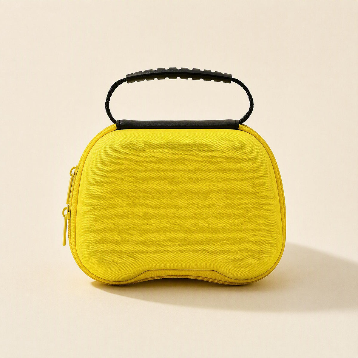 Padcove PS5 Controller Storage Bag – yellow oxford cloth controller case with black carry handle and side zipper, front view