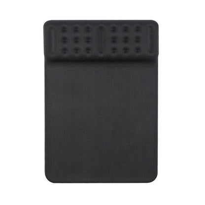 Restfoam – Top-down view of a black wrist rest pad with a raised dotted foam strip along the top edge