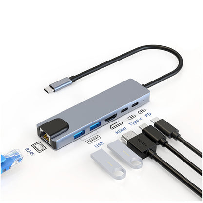 Dockport Multi-Function Docking Station with Network Port, labeled with RJ45, USB, HDMI, Type-C and PD ports