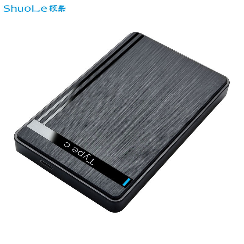 Datahold 2.5-Inch USB-C SSD Enclosure in black brushed finish, angled view with Type C label