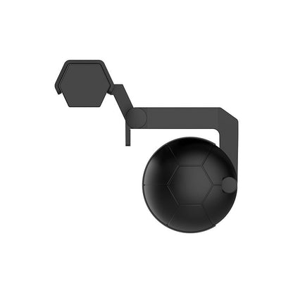 Screenlume – Side view of the black mount with hexagonal clip arm and a round ball counterweight on a white background