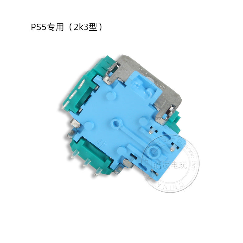 Ohmfix – Underside of the potentiometer showing blue base plate and soldering pins around the green sensor housings