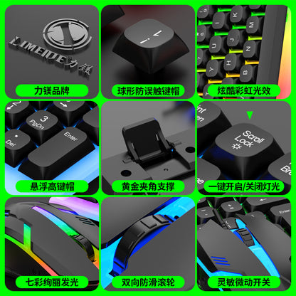 Voltforge – Nine close-ups of the black keyboard and mouse: logo, rounded keycaps, stand, backlight toggle and scroll wheel