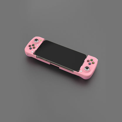 Griptrek – Pink controller holding a black smartphone, angled view on a grey background