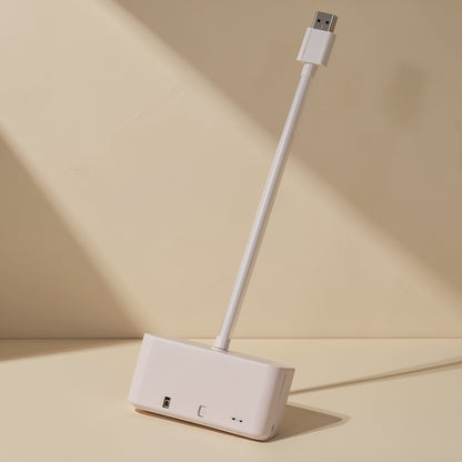 Typehub Type-C SD TF Card Reader – white card reader standing on its end with the cable pointing up, showing the front slots