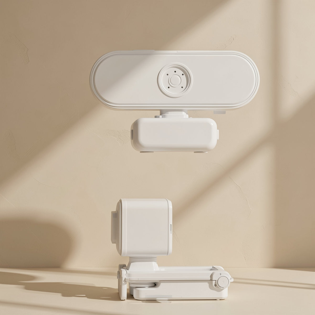 Lensclear USB 1080p Computer Camera – white webcam shown in two parts, the camera head above and the folded clip base below