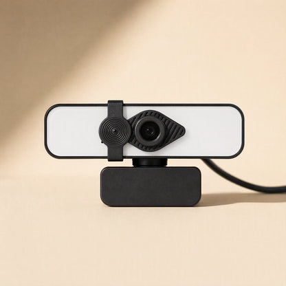 Camclarity – Straight-on front view of the webcam showing its manual focus lens ring and circular privacy cover