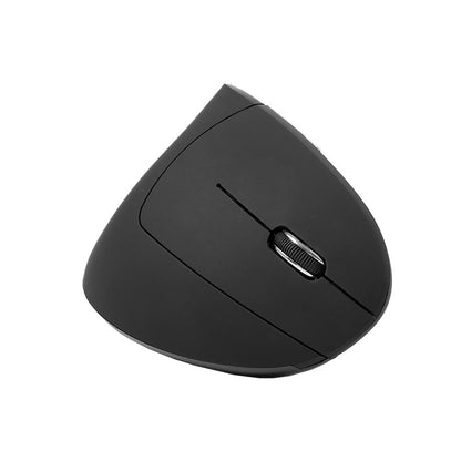 Palmcrest – Top-down view of the black vertical mouse showing its scroll wheel and button split lines on a white background