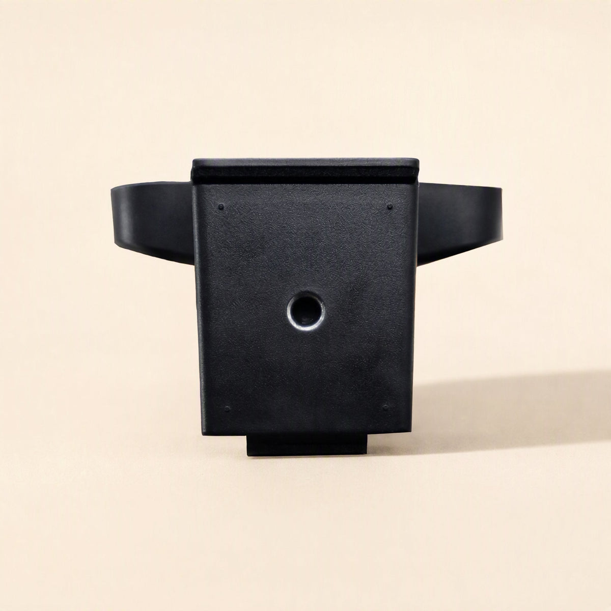 Weblens Computer USB Webcam – rear view of the black webcam showing the round threaded mount hole and the clip's rubber strap